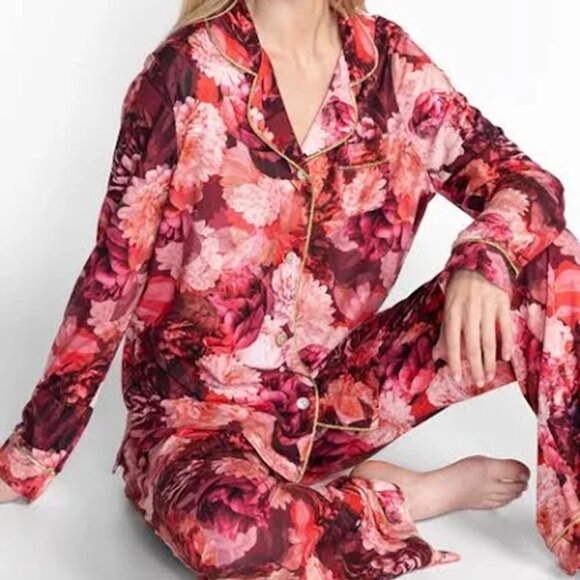 NWT Johnny Was JWLA Biya The Carly PJs PJ Pajamas Rosas 2 Piece Set Pants Top - Picture 1 of 6